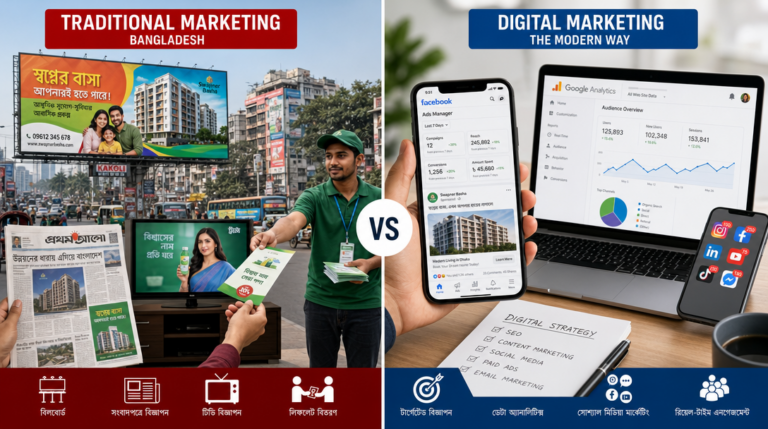 Traditional vs modern digital marketing comparison in Bangladesh